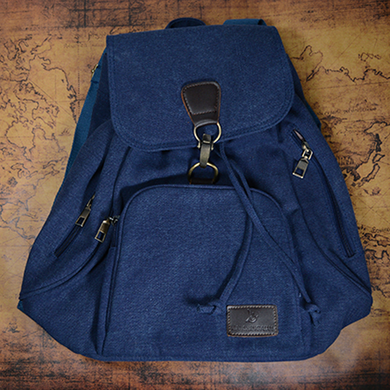Navy blue canvas backpack best sale